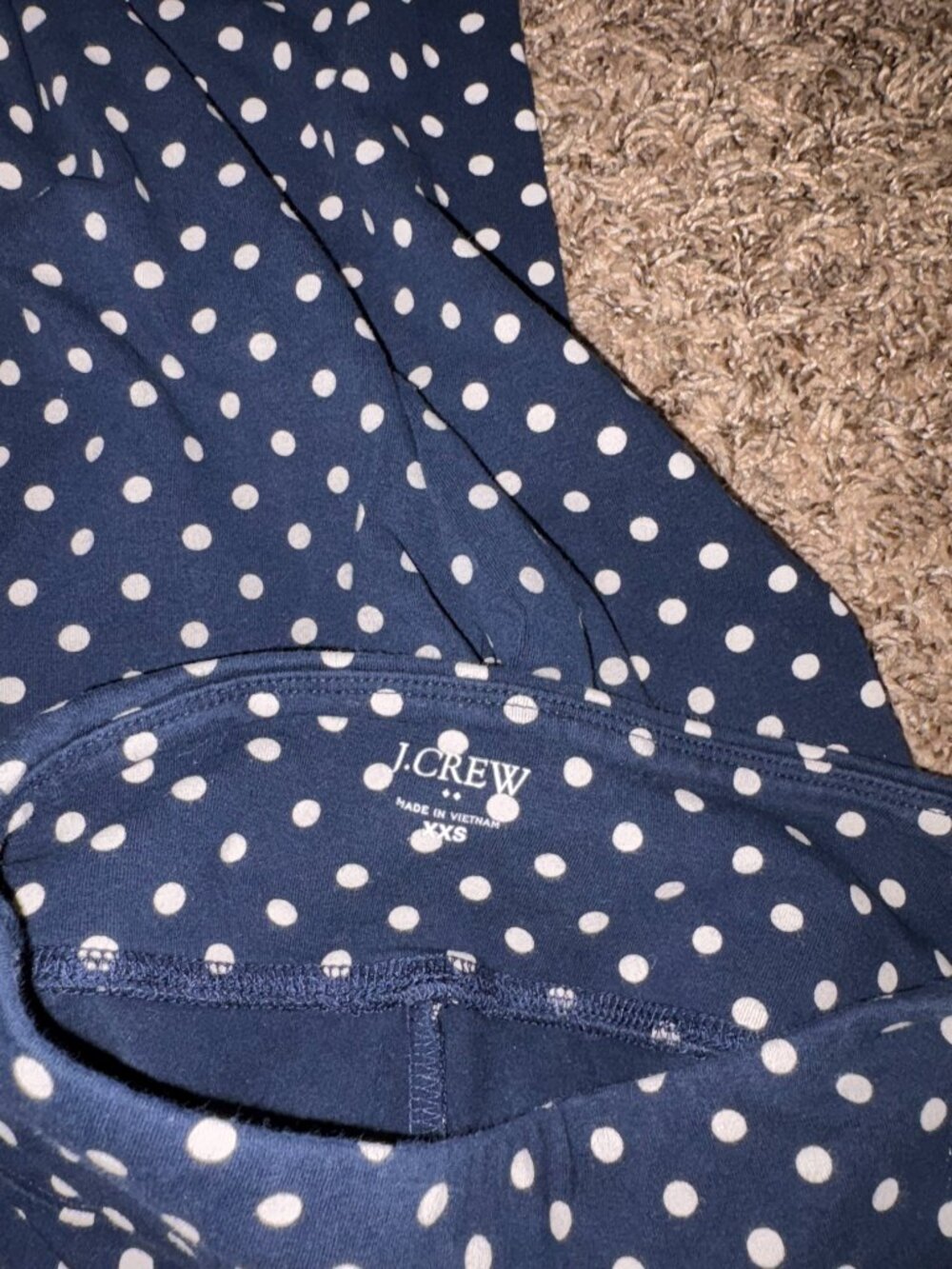 J. Crew Factory Navy Blue Polka Dot Leggings XXS Xtra Xtra Small Stretch Casual - Picture 3 of 3